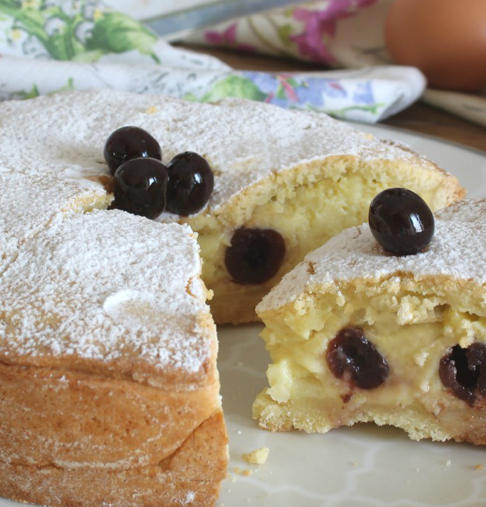 Torta di crema e amarene napoletana