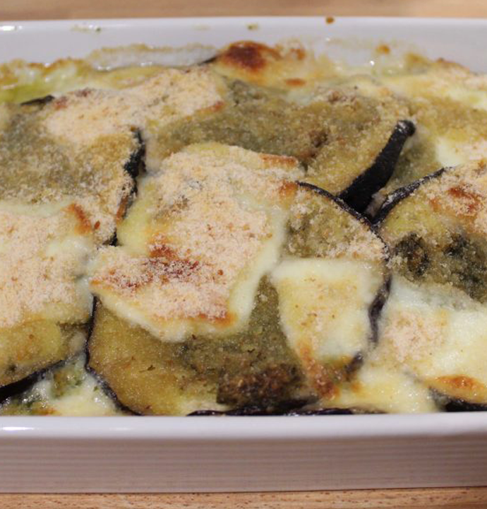 Tortino di melanzane al pesto